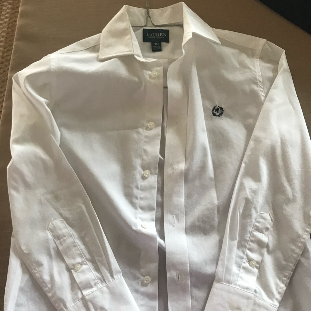 Ralph Lauren Boys White Collared Shirt Sz 10